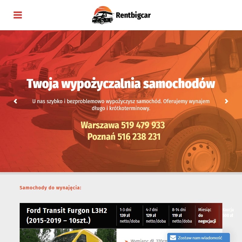 Wypożyczalnia aut dostawczych Warszawa