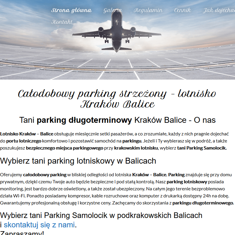 Parking lotnisko w Krakowie